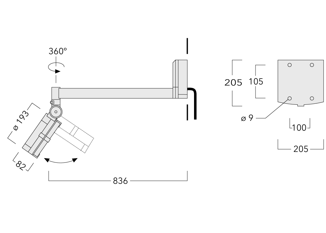 FLC141 LED - Wall bracket Schematics